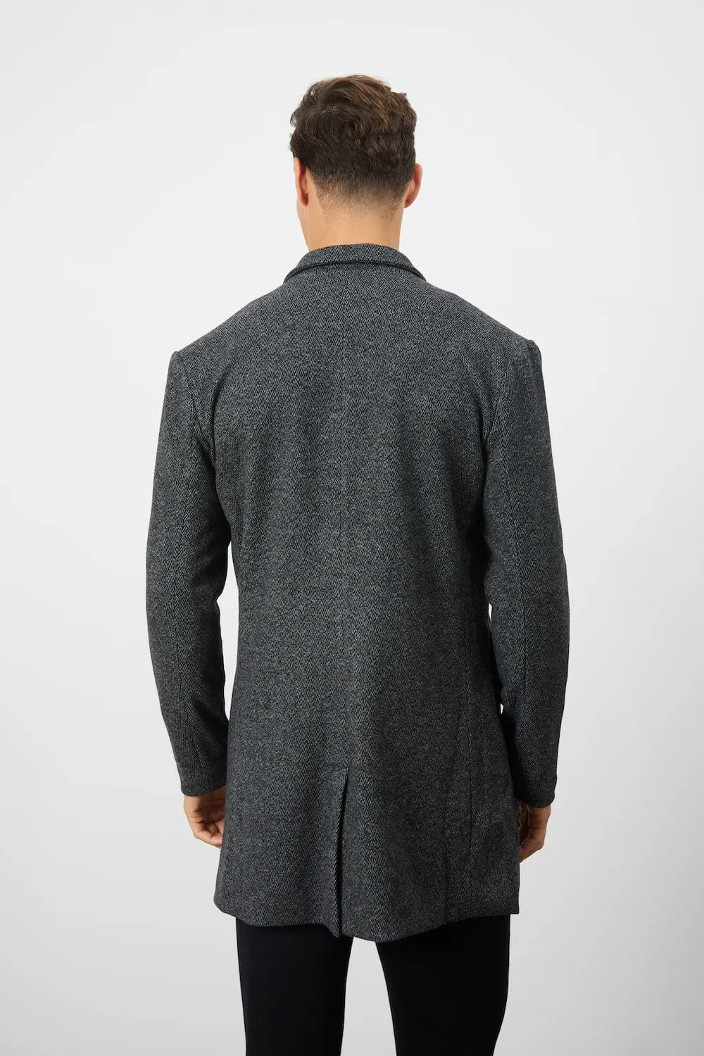 Single Breasted Herringbone Overcoat