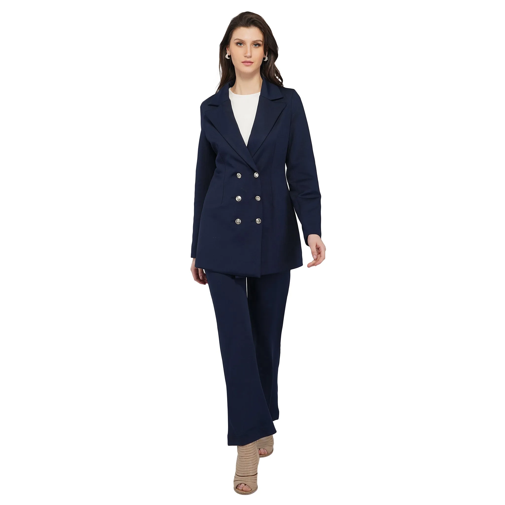 SLAY. Women's Formal Navy Blue Blazer Pant Co-ord Set