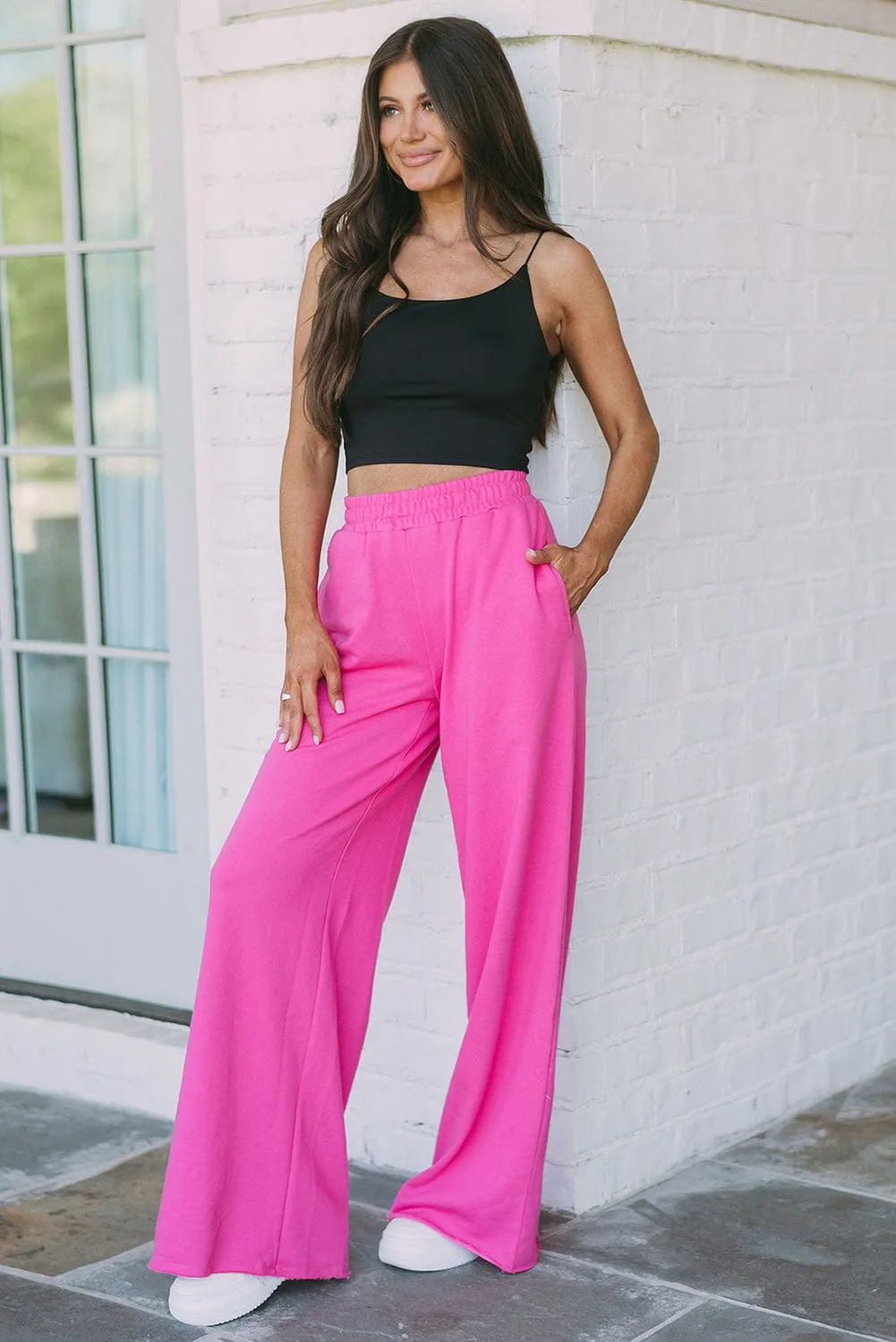 Solid Long Sleeve Crop Top & Trousers Two-Piece Suit