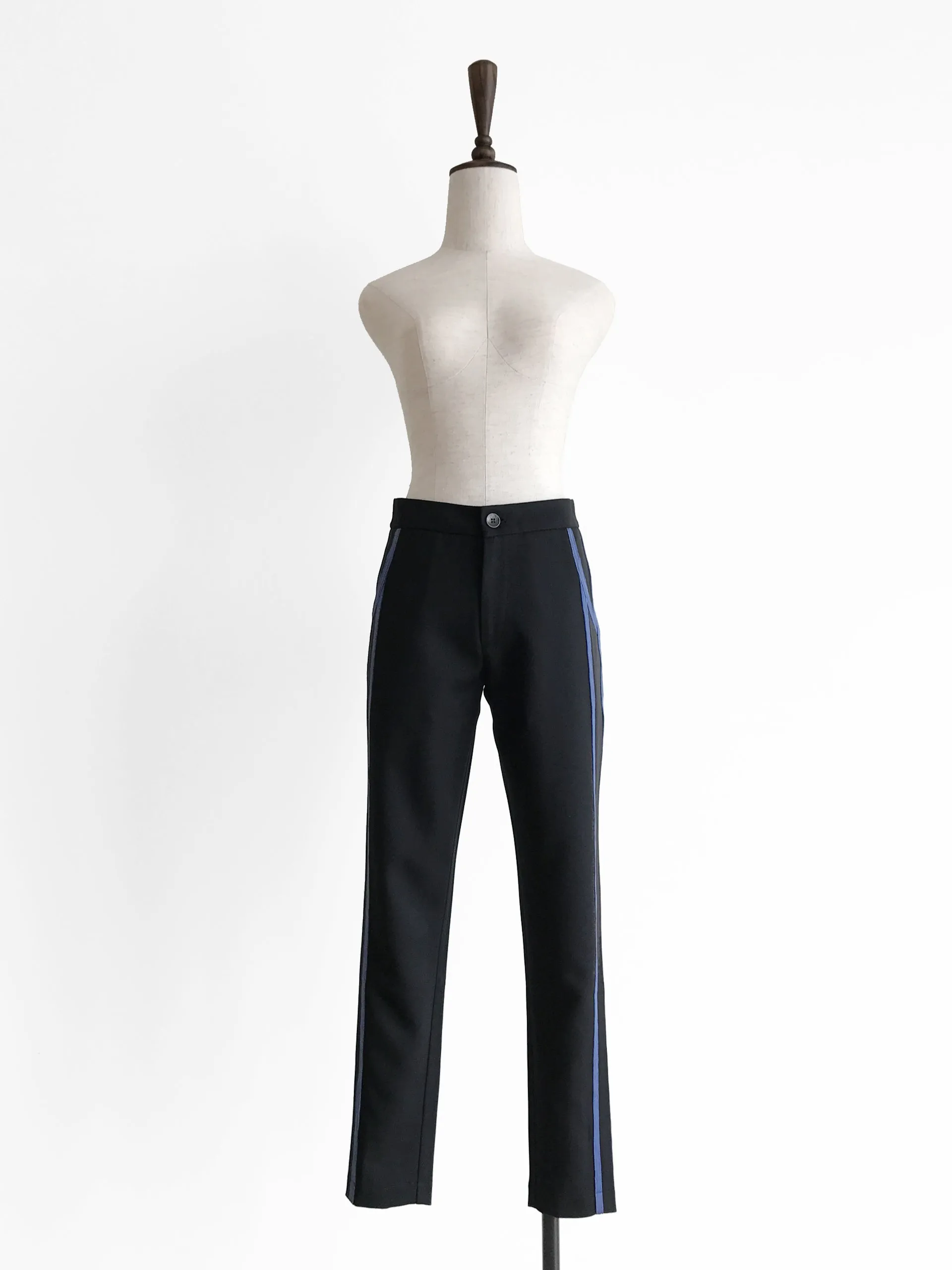 SPECIAL! Black Side Ribbed Trims Skinny Trousers