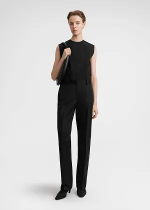 Straight satin trousers black