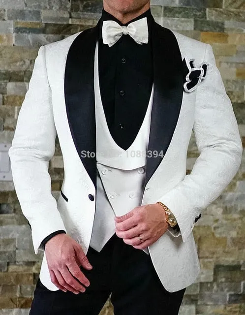 SZMANLIZI Mens Wedding Suits Italian Design Custom Made Black Smoking Tuxedo Jacket 3 Piece Groom Terno Suits For Men