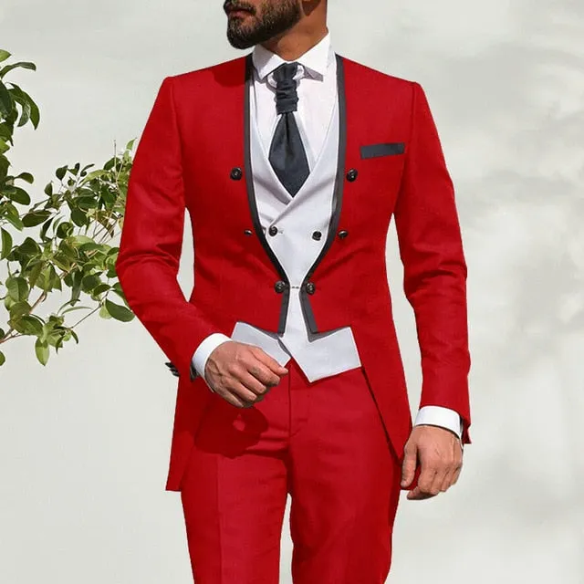 SZMANLIZI Mens Wedding Suits Italian Design Custom Made Black Smoking Tuxedo Jacket 3 Piece Groom Terno Suits For Men