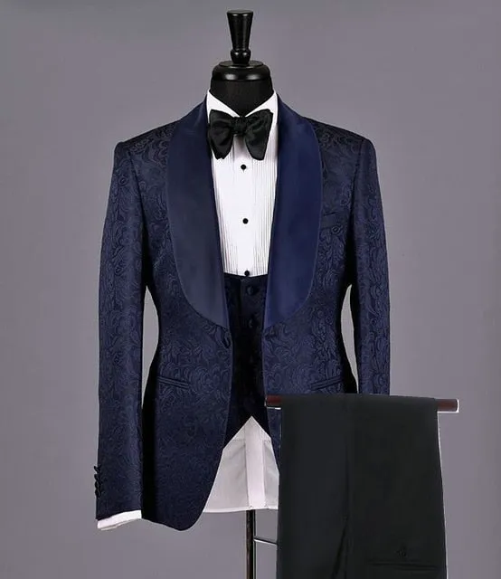 SZMANLIZI Mens Wedding Suits Italian Design Custom Made Black Smoking Tuxedo Jacket 3 Piece Groom Terno Suits For Men