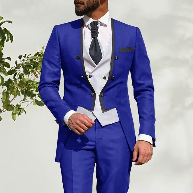 SZMANLIZI Mens Wedding Suits Italian Design Custom Made Black Smoking Tuxedo Jacket 3 Piece Groom Terno Suits For Men