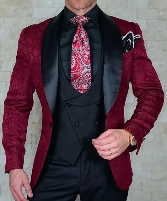 SZMANLIZI Mens Wedding Suits Italian Design Custom Made Black Smoking Tuxedo Jacket 3 Piece Groom Terno Suits For Men