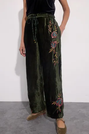 Talia Embroidered Green Trousers