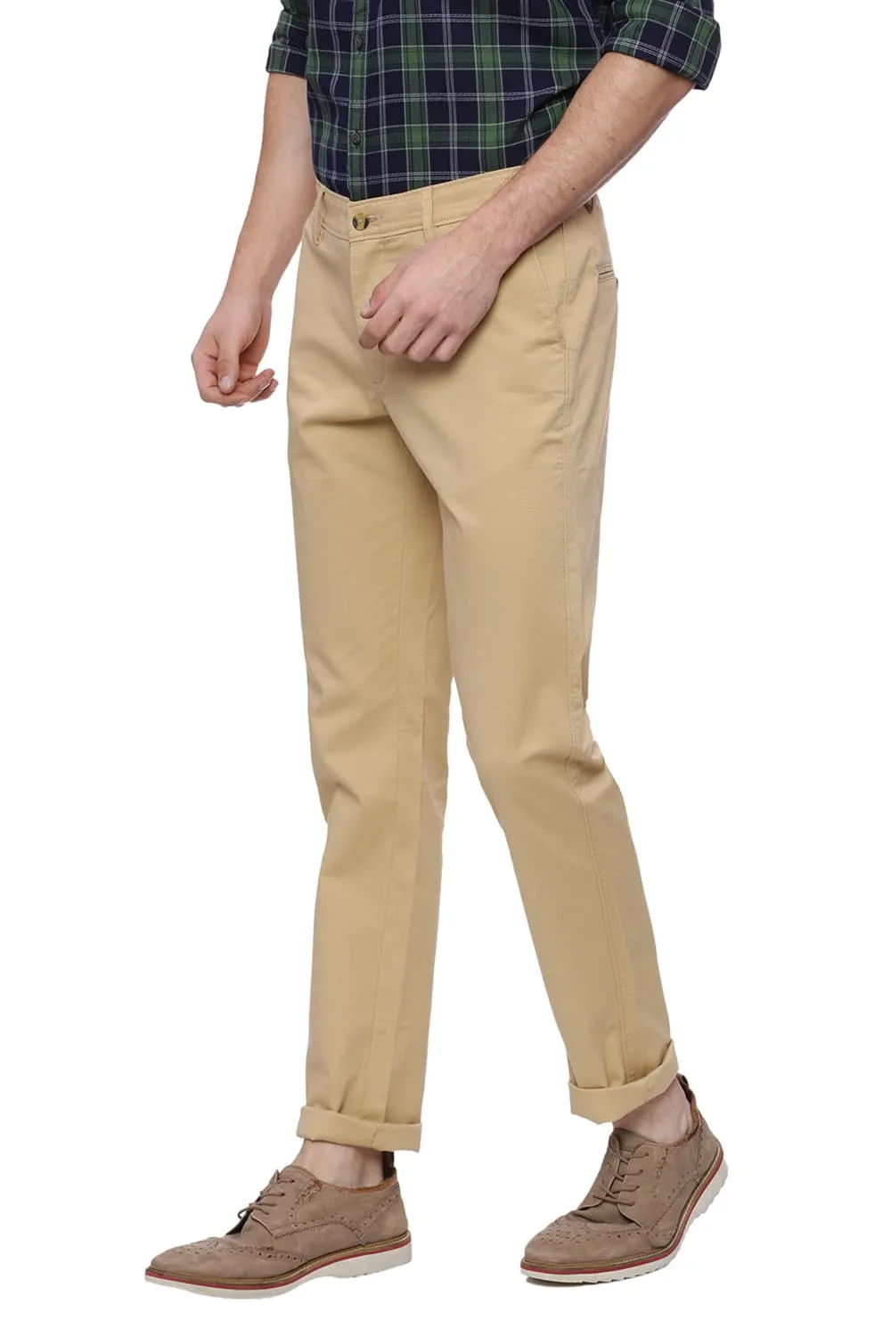 Tapered Fit Beige Stretch Trouser