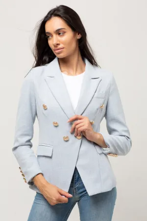 TEXTURED LIGHT BLUE GOLD BUTTON BLAZER