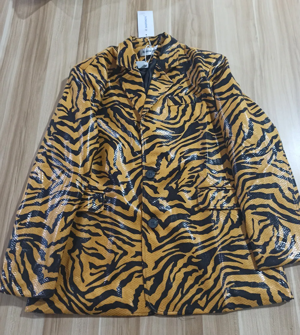 Tiger Skin Patterned Men Blazer