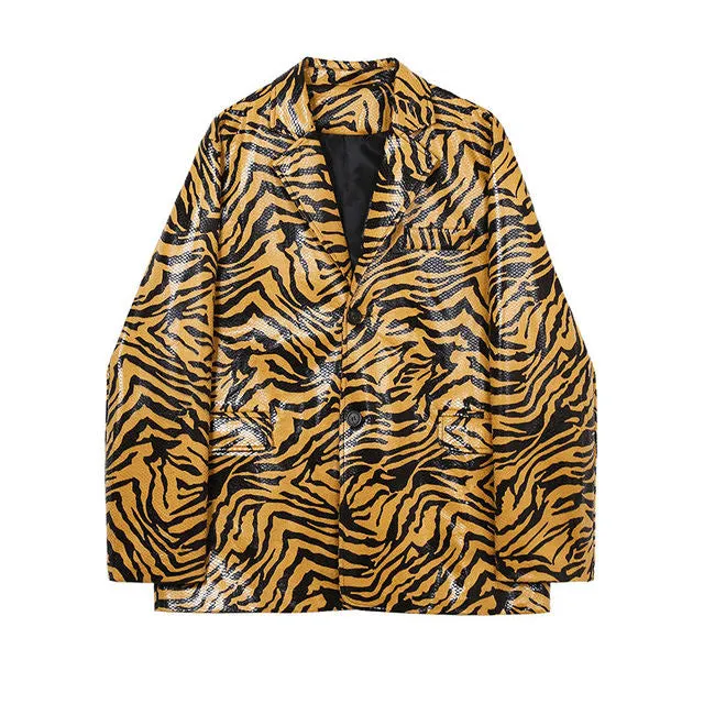 Tiger Skin Patterned Men Blazer