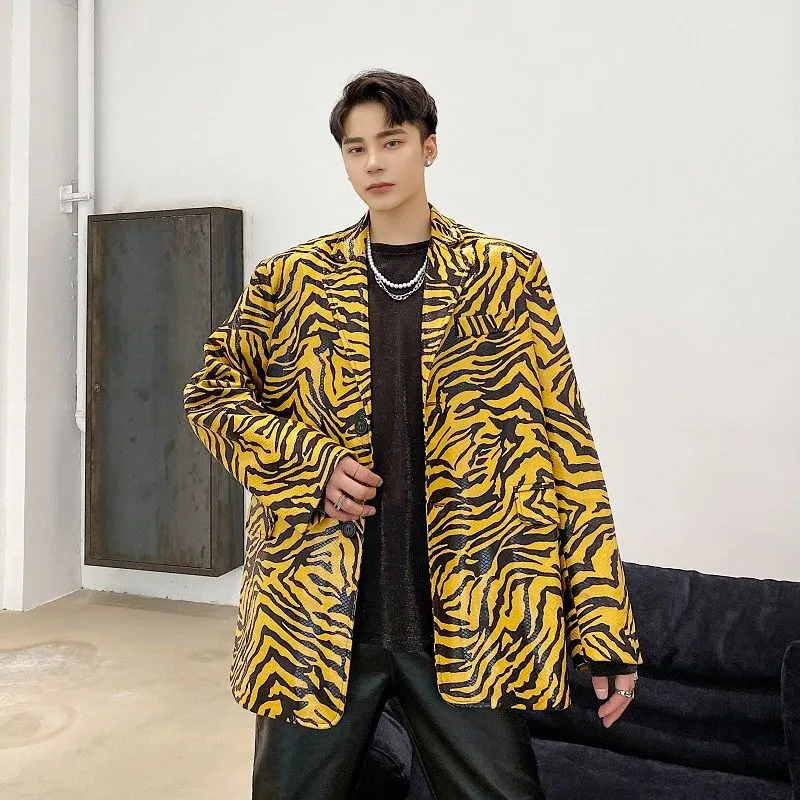 Tiger Skin Patterned Men Blazer