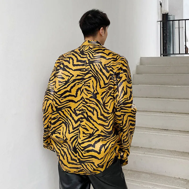 Tiger Skin Patterned Men Blazer