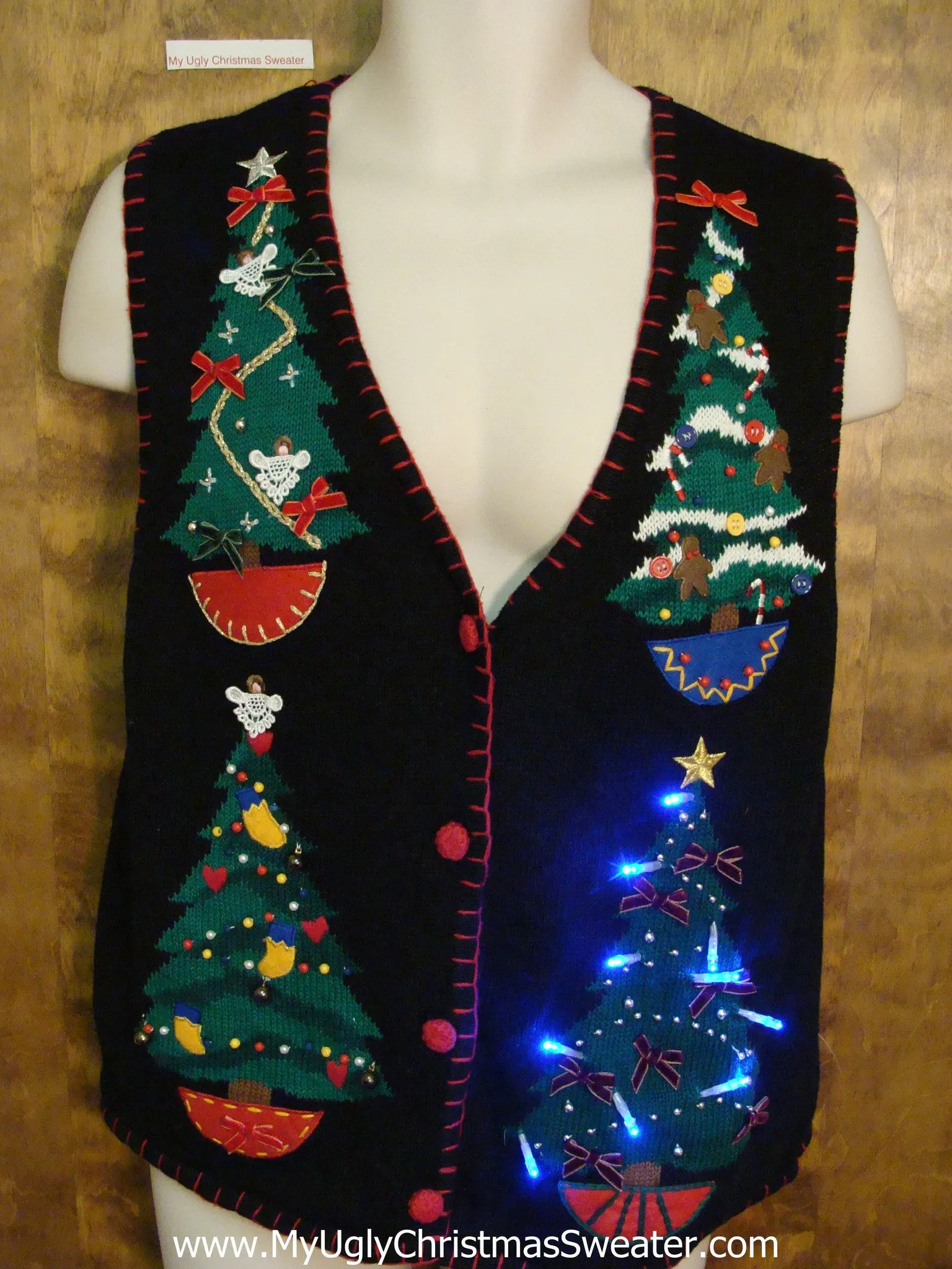 Tree Farm 2sided Ugly Christmas Sweater Vest with Lights