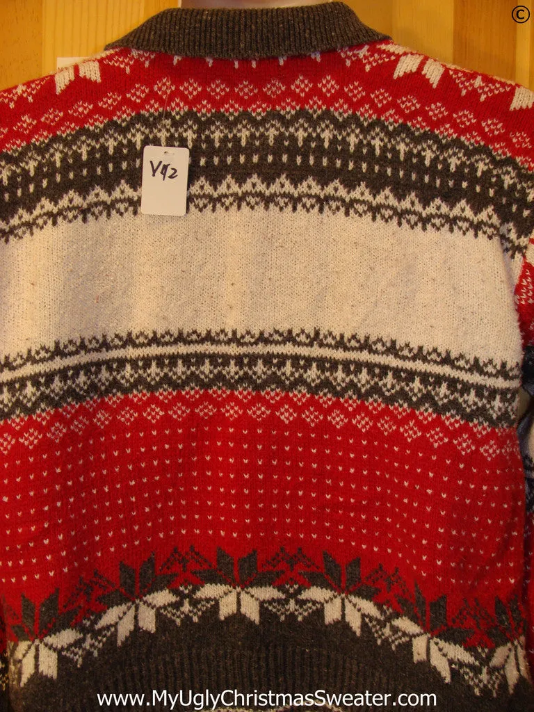 Ugly Christmas Sweater Party Vintage Reindeer Sweater (v42)