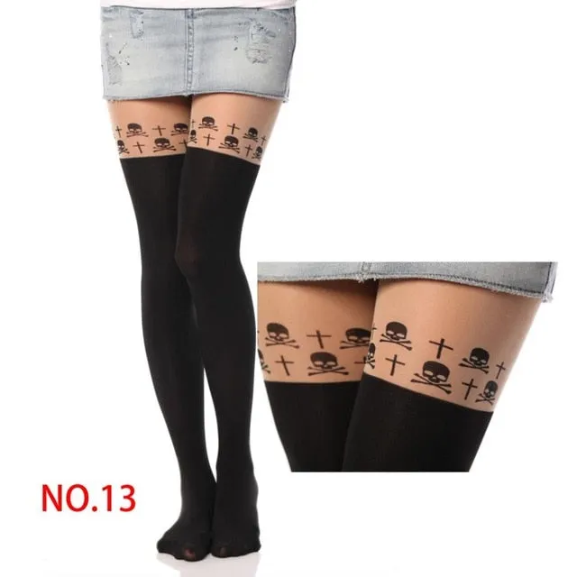 VenusFox 20 Styles Women Print Cartoon Cat Pattern Tights Pantyhose Stockings