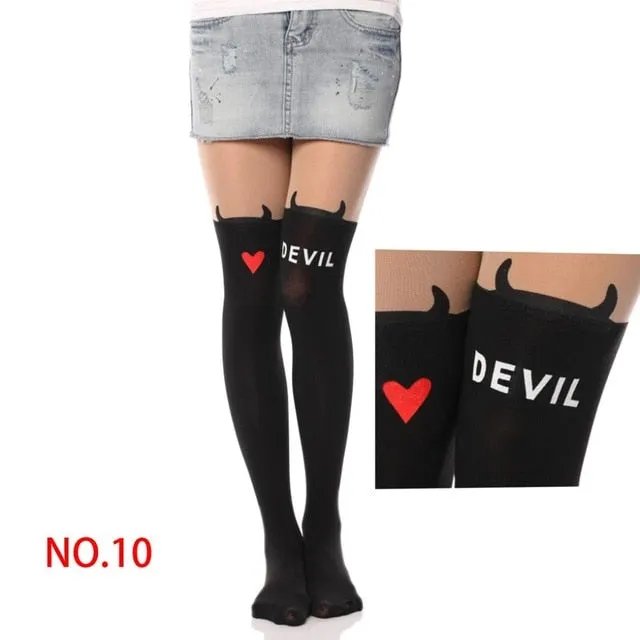 VenusFox 20 Styles Women Print Cartoon Cat Pattern Tights Pantyhose Stockings