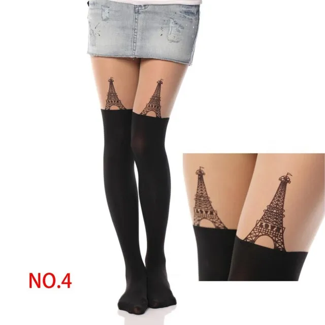 VenusFox 20 Styles Women Print Cartoon Cat Pattern Tights Pantyhose Stockings