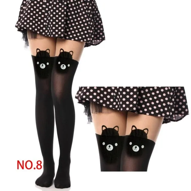 VenusFox 20 Styles Women Print Cartoon Cat Pattern Tights Pantyhose Stockings