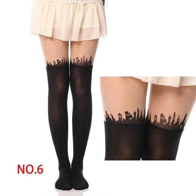 VenusFox 20 Styles Women Print Cartoon Cat Pattern Tights Pantyhose Stockings