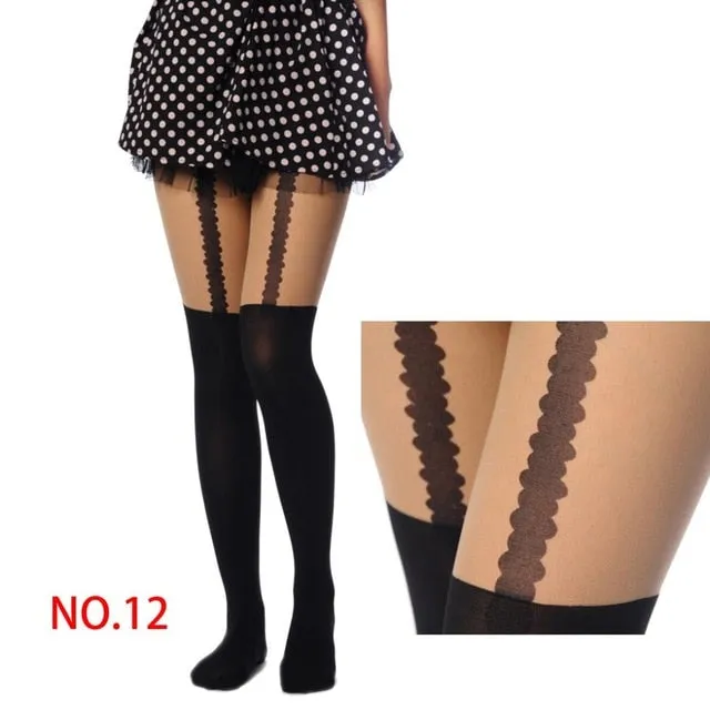 VenusFox 20 Styles Women Print Cartoon Cat Pattern Tights Pantyhose Stockings