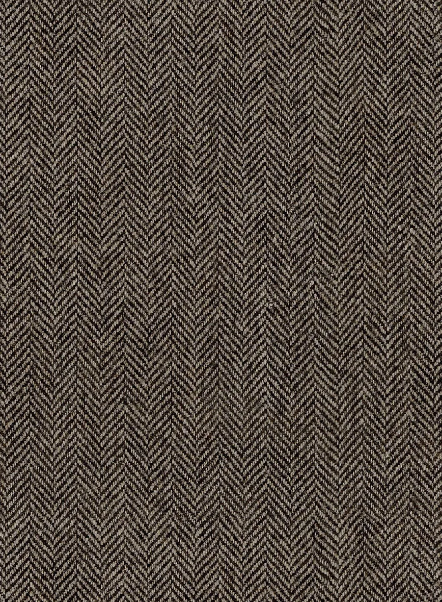 Vintage Dark Brown Herringbone Tweed Overcoat