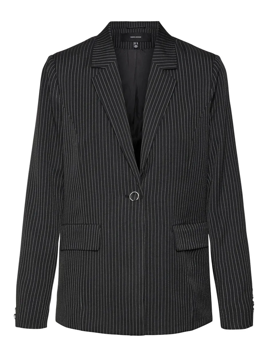 Vmnellie L/s Blazer Tlr Btq - Zwart Dessin