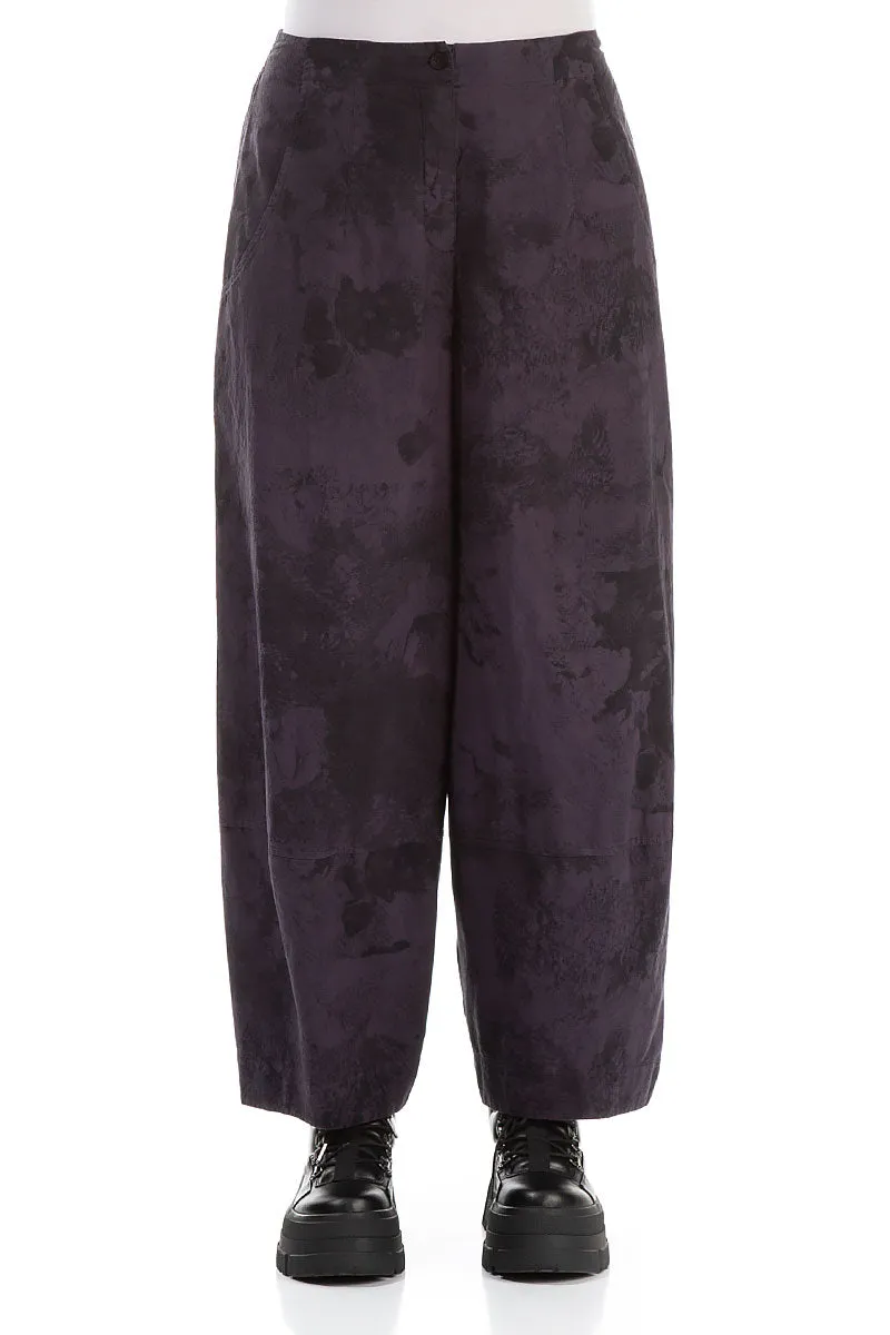 Wide Vintage Violet Marble Cotton Trousers