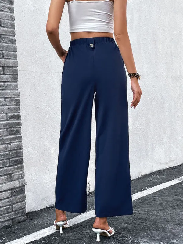 Women's Half Elasticated Waist Tailored Wide Leg Trousers