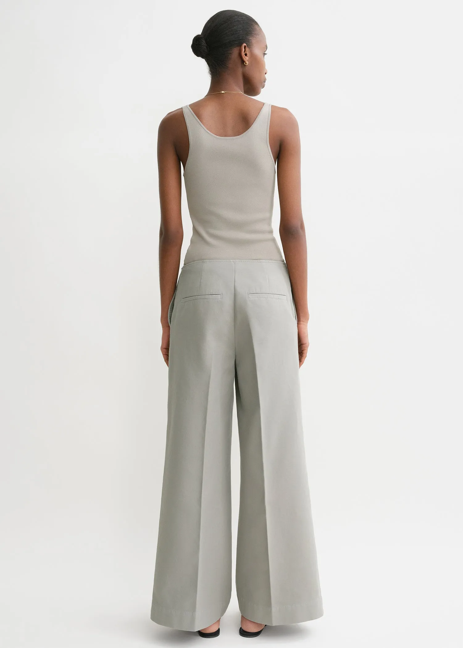 Zip-front wide trousers dove